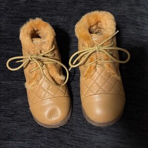 Quilted Tan Kids Boots